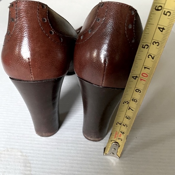 Shiny light brown real leather loafers with tassel & bow comfy block heels US9.5 - Picture 10 of 11